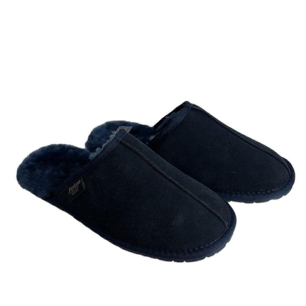 Fenland Classic Mens Sheepskin Slippers 100% genuine sheepskin navy sz 7/8 NWT
